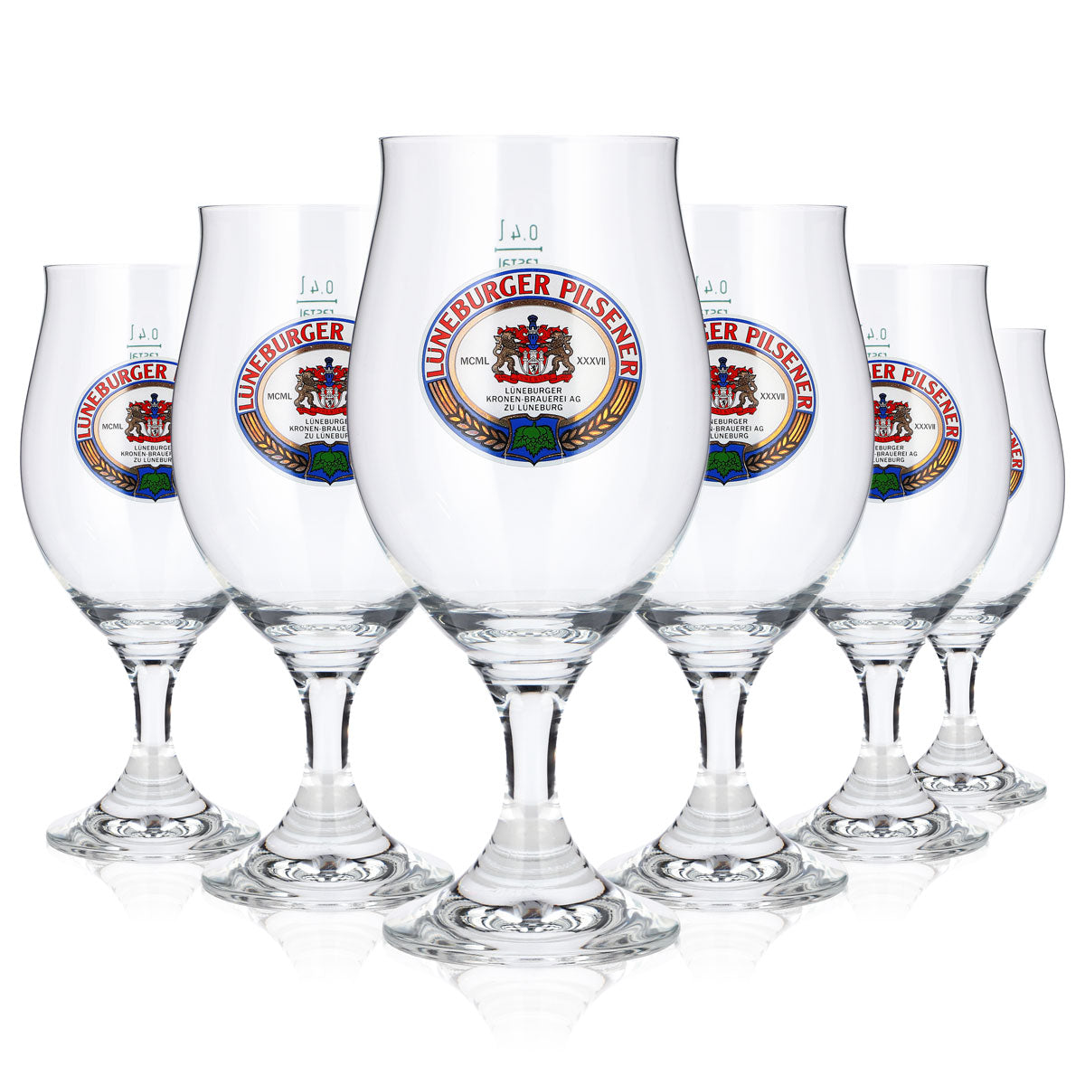 Lot de 6 verres à bière « Lüneburger Pilsener » de 0,4 l, forme tulipe, marque Rastal
