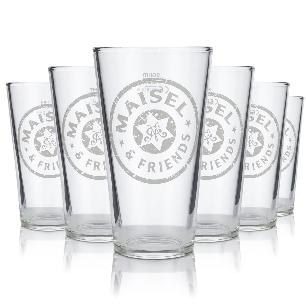 6x Maisels  Verre / Verres Verre à bière blanche Willibecher 0,3 l « M & F » Blanc