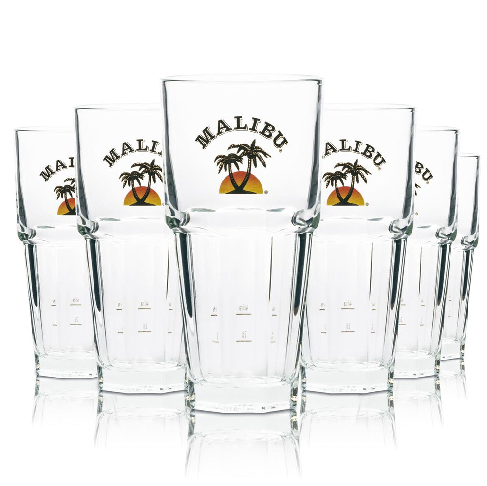 6 verres à long drink Malibu 36 cl
