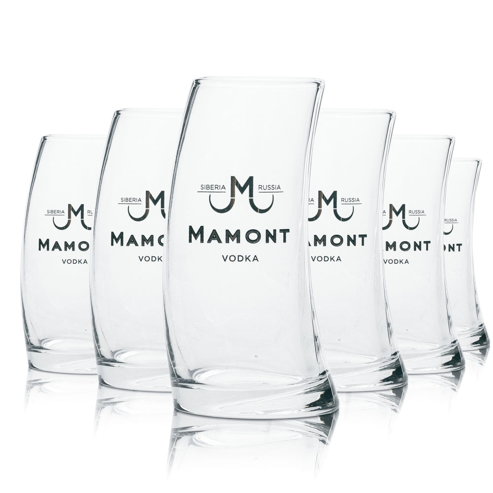6 verres à vodka Mamont 0,1 l Curved Stamper Verres à shot courts Verres à long drink Russie
