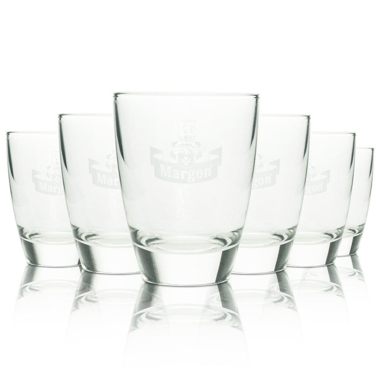 6 verres à eau Margon 0,2 l, logo blanc