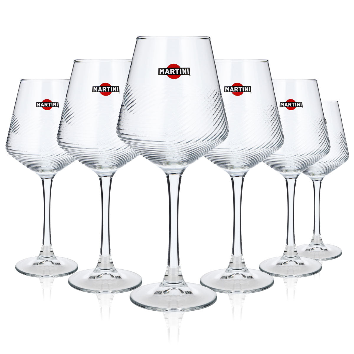 6 verres à martini Verre à pied 0,425 l Verres Verre à vin Motif en relief HH Global – Vue 2