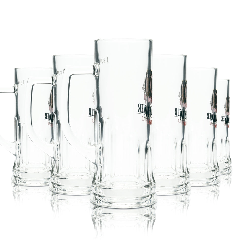 6 verres à bière Meckatzer 0,3 l, chopes, verres à bière, verres à bière Löwen Brauerei Allgäu Bar
