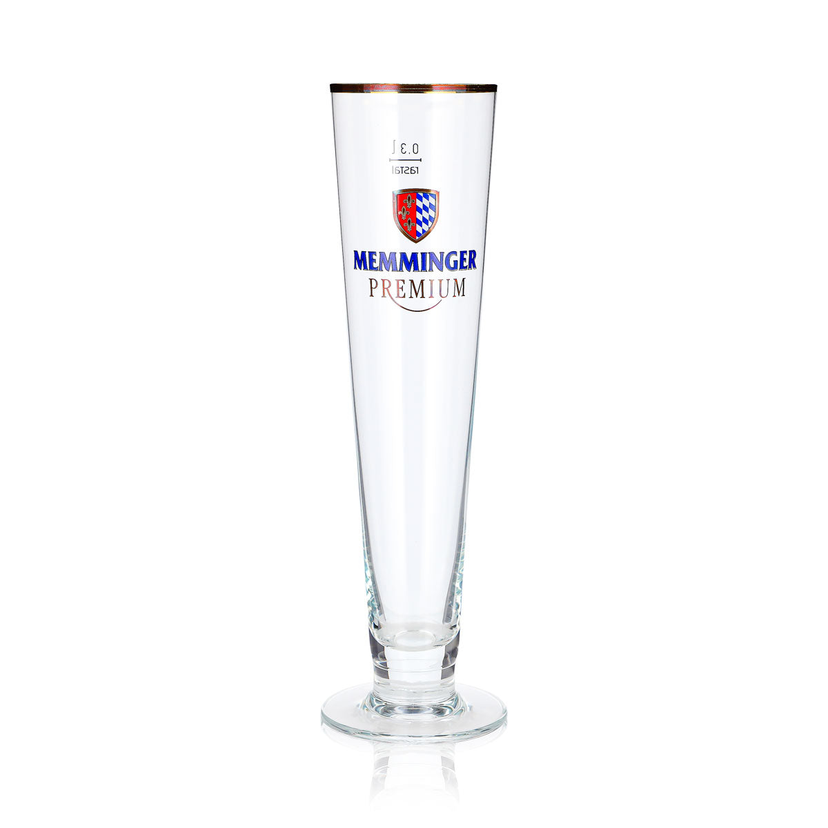 Lot de 6 verres à bière Memminger de 0,3 l, modèle « Pokal » Premium à bordure dorée, motif Rastal (lot de 6) – Vue 3