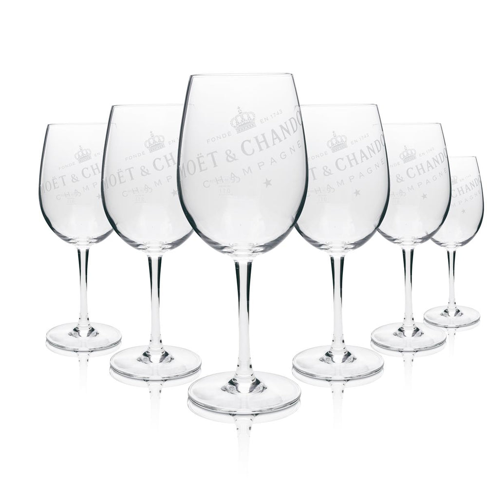 6x Verre à champagne Moët & Chandon, inscription blanche