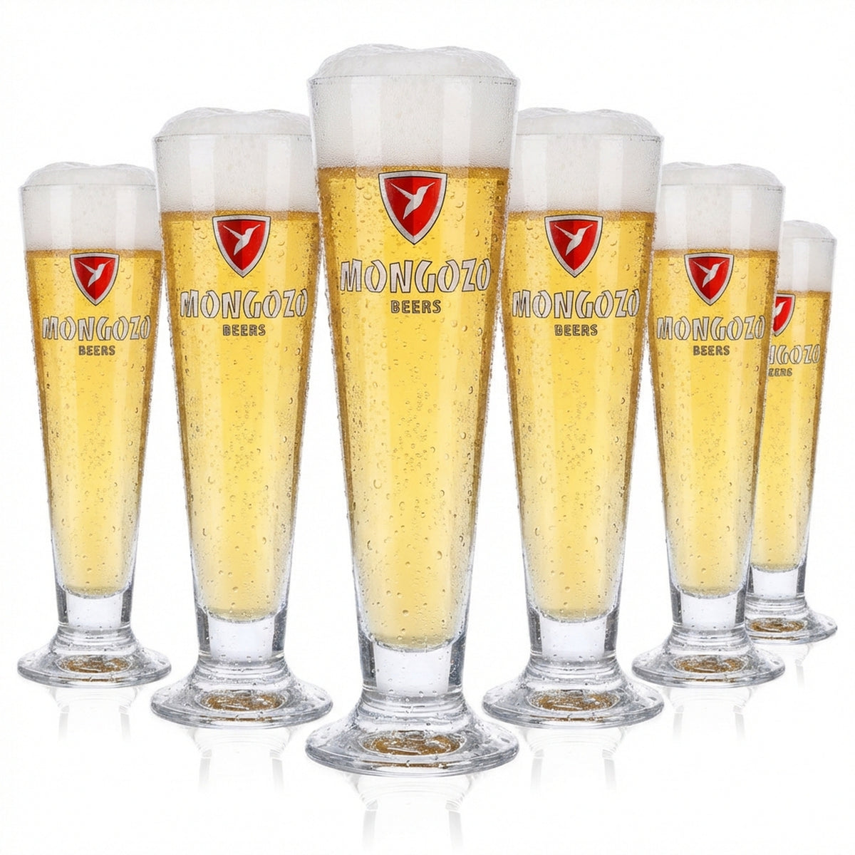 6 verres à bière Mongozo 0,2 l, verres tulipes, verres à bière
