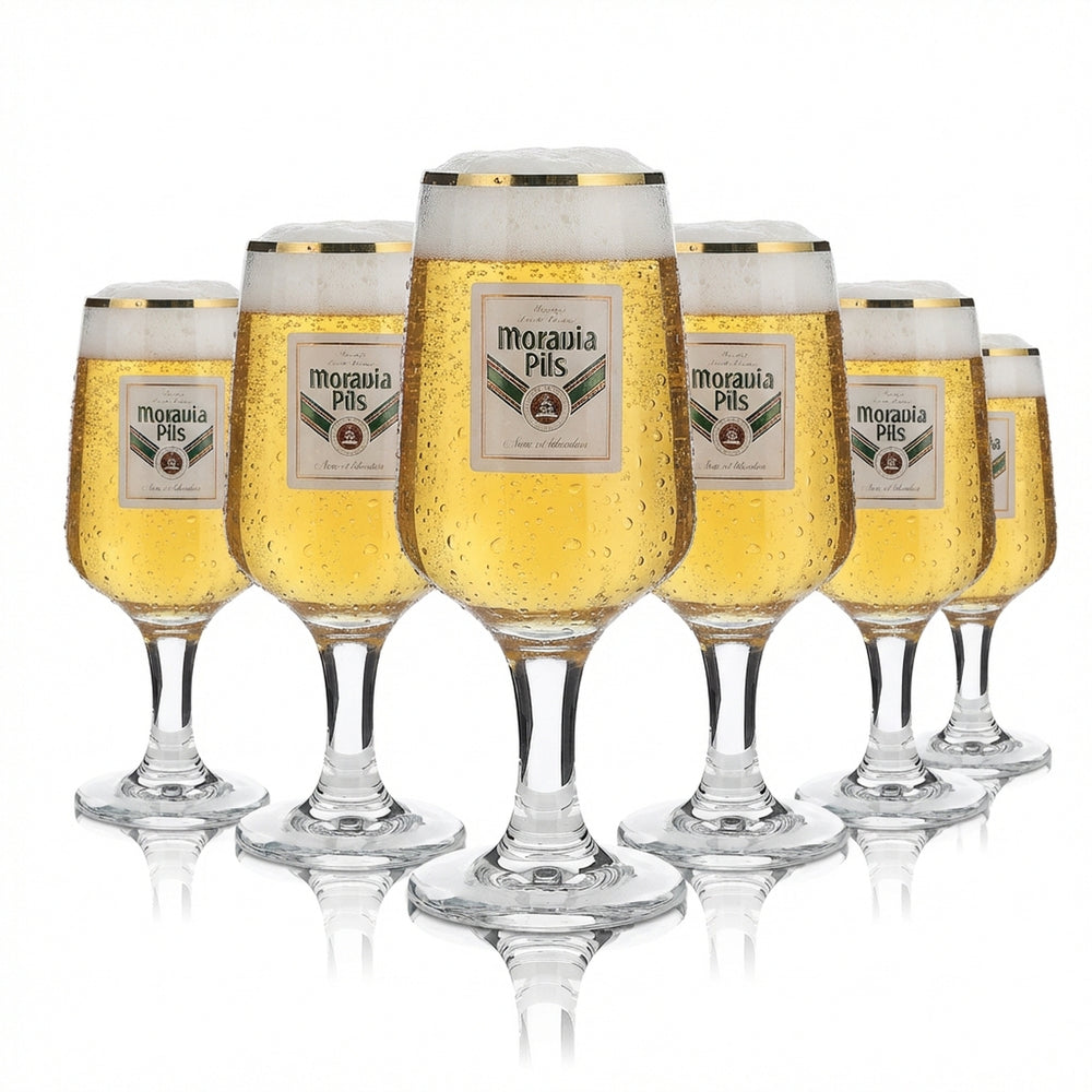 6 verres Moravia 0,2 l à bord doré, ensemble de verres à bière Pilstulpe, brasserie Gastro