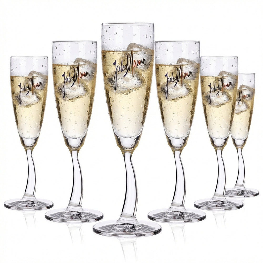 6x Mumm Jules Verre à champagne 0,1 l Verre à pied design à tige courbée rastal
