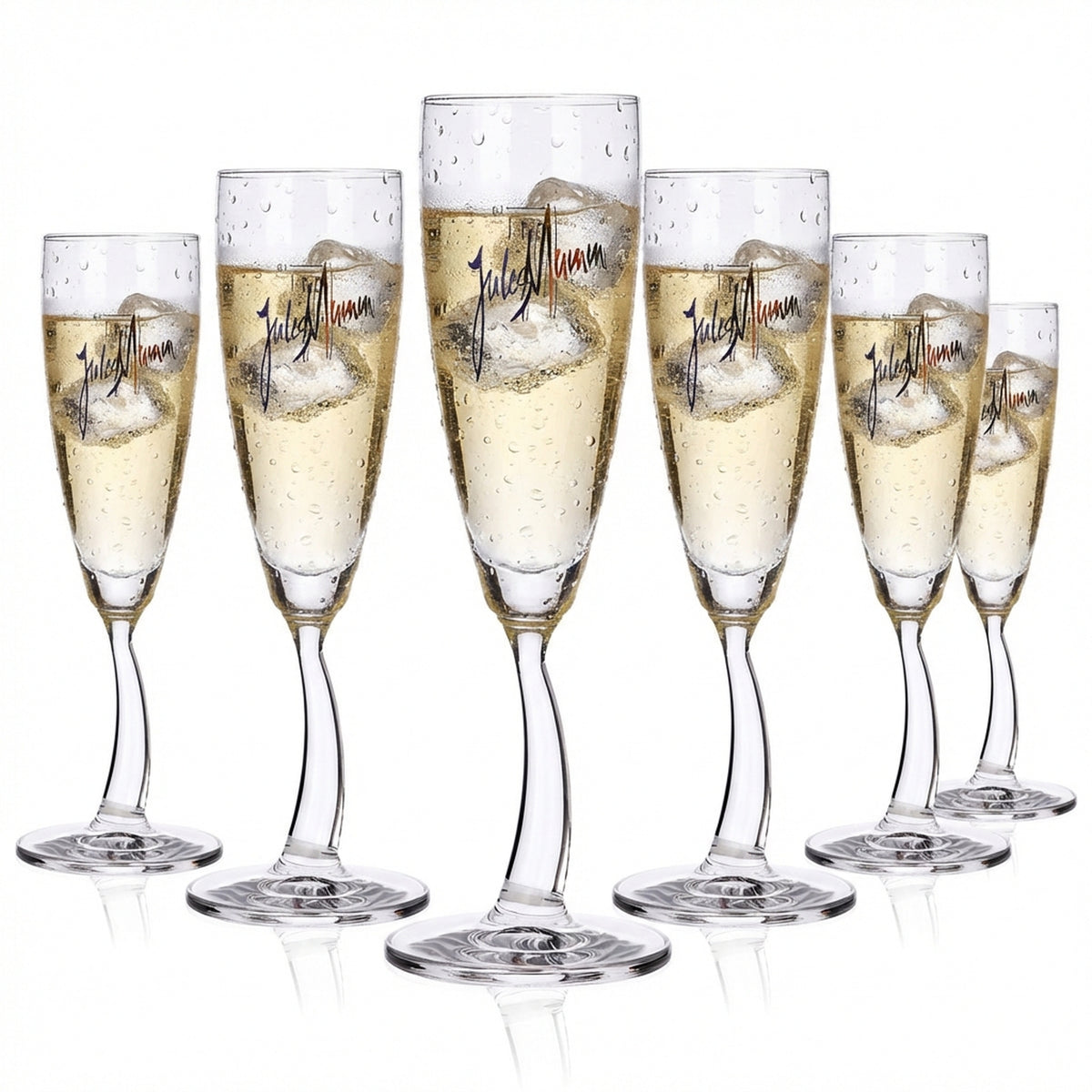 6x Mumm Jules Verre à champagne 0,1 l Verre à pied design à tige courbée rastal