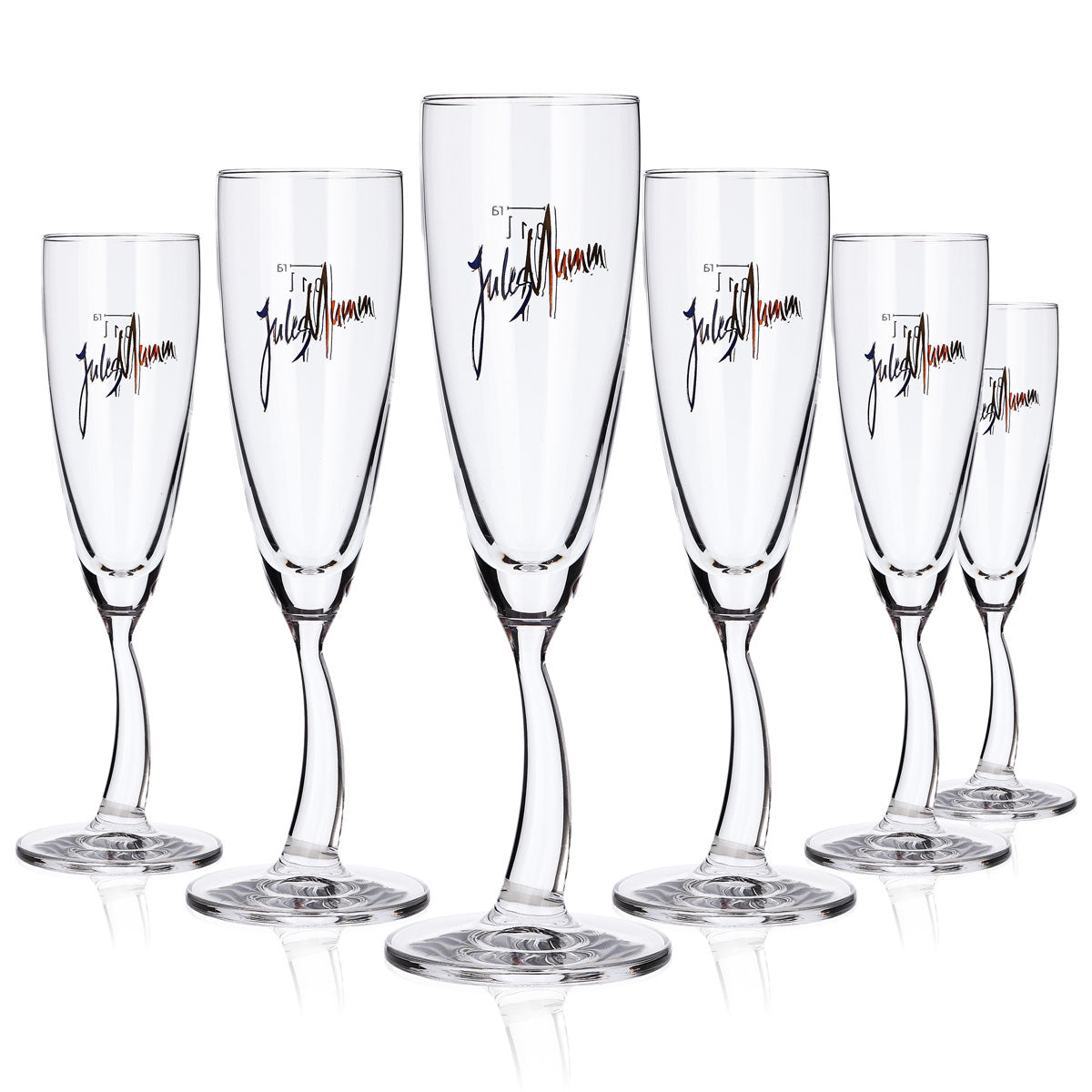 6x Mumm Jules Verre à champagne 0,1 l Verre à pied design à tige courbée rastal – Vue 5