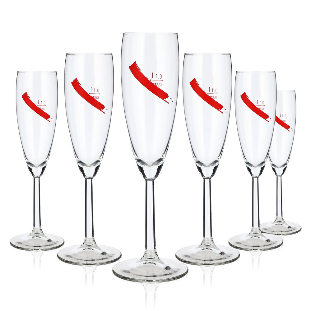 6 verres à champagne Mumm 0,1 l, logo incliné rouge, Magnum Rastal (lot de 6)