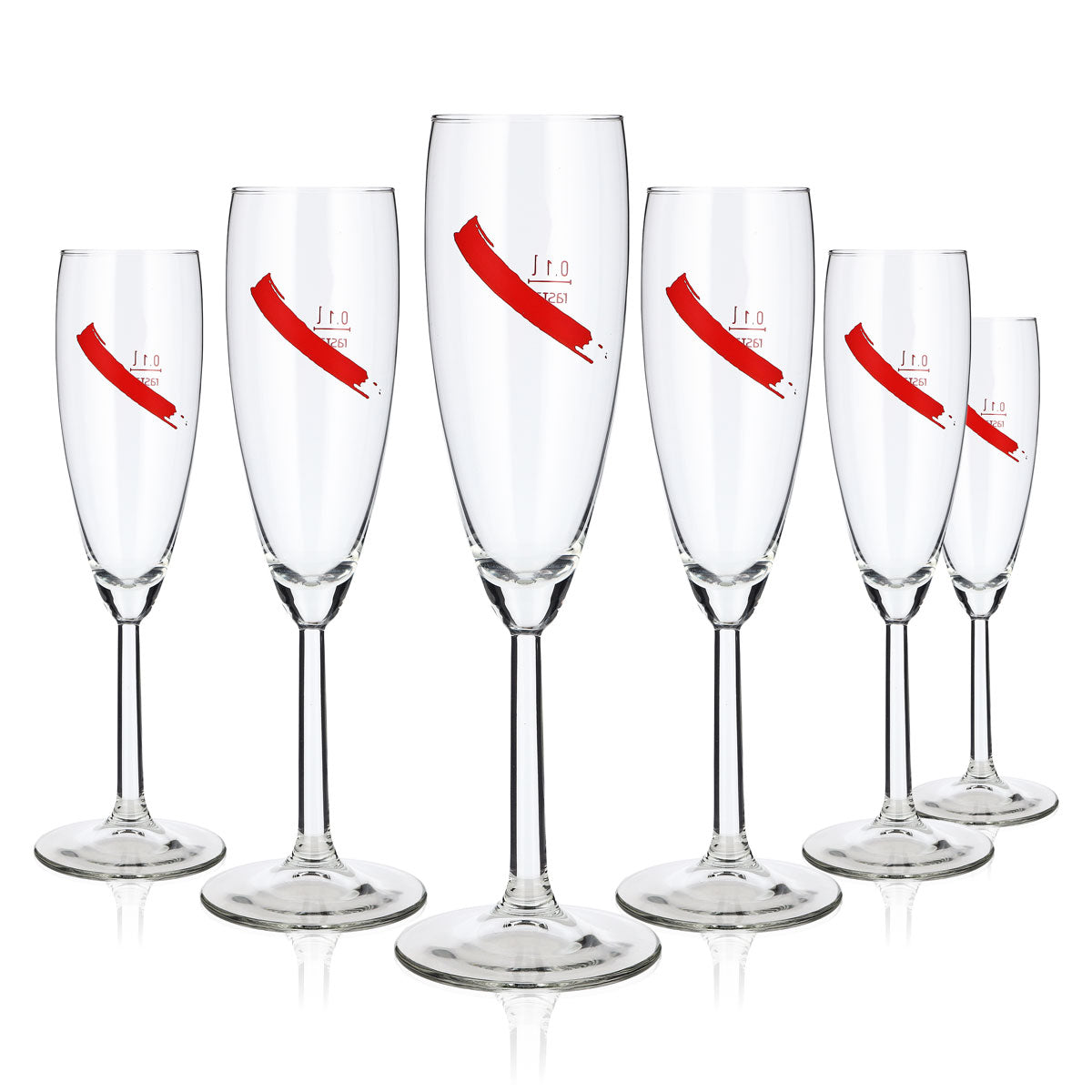 6 verres à champagne Mumm 0,1 l, logo incliné rouge, Magnum Rastal (lot de 6)