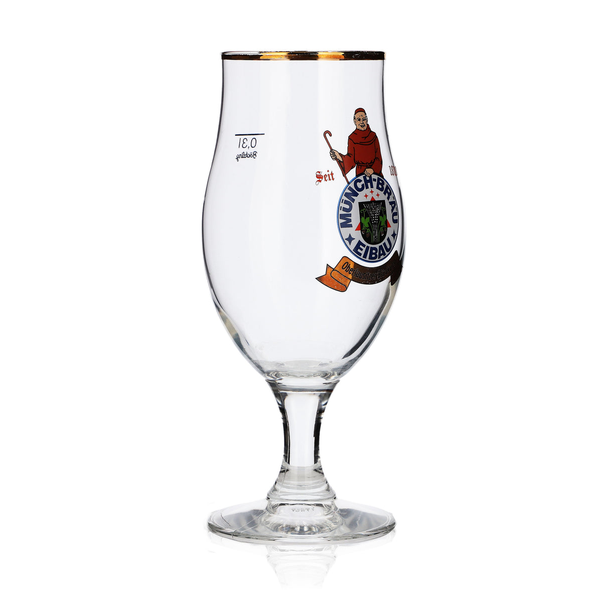 6 verres à bière Münchbräu Eibau 0,3 l, forme tulipe, bord doré, Böckling – Vue 3