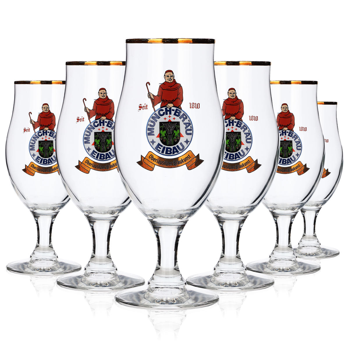 6 verres à bière Münchbräu Eibau 0,3 l, forme tulipe, bord doré, Böckling – Vue 5