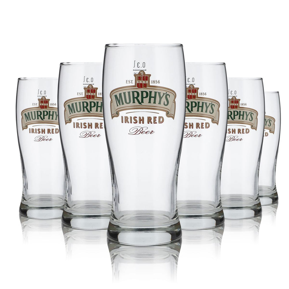 6 verres Murphy's 0,3 l Irish Stout Irish Red Beer Pint, lot de verres à bière, brasserie