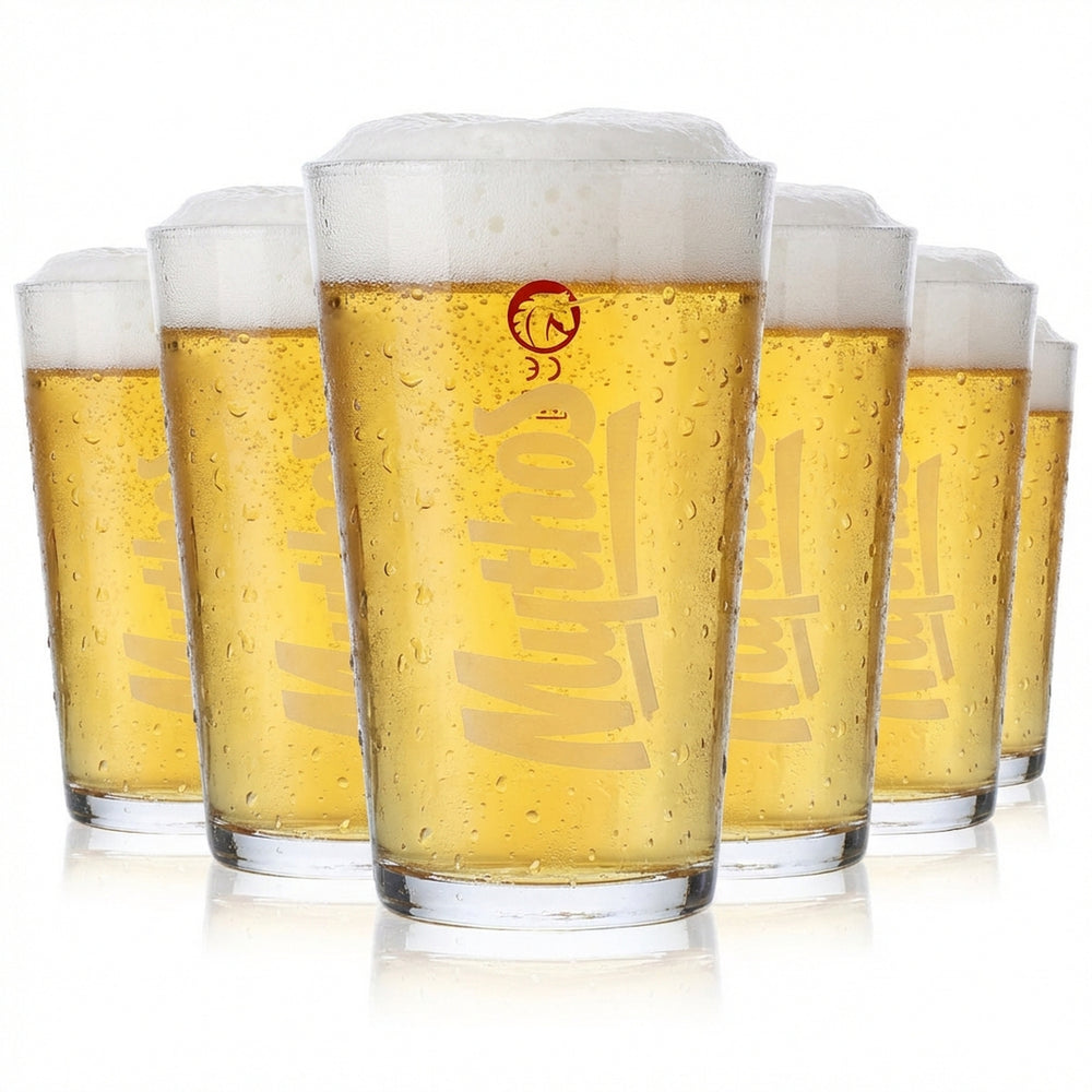 6 verres à bière Mythos Verres à bière Tasses 0,3 l Logo blanc vertical