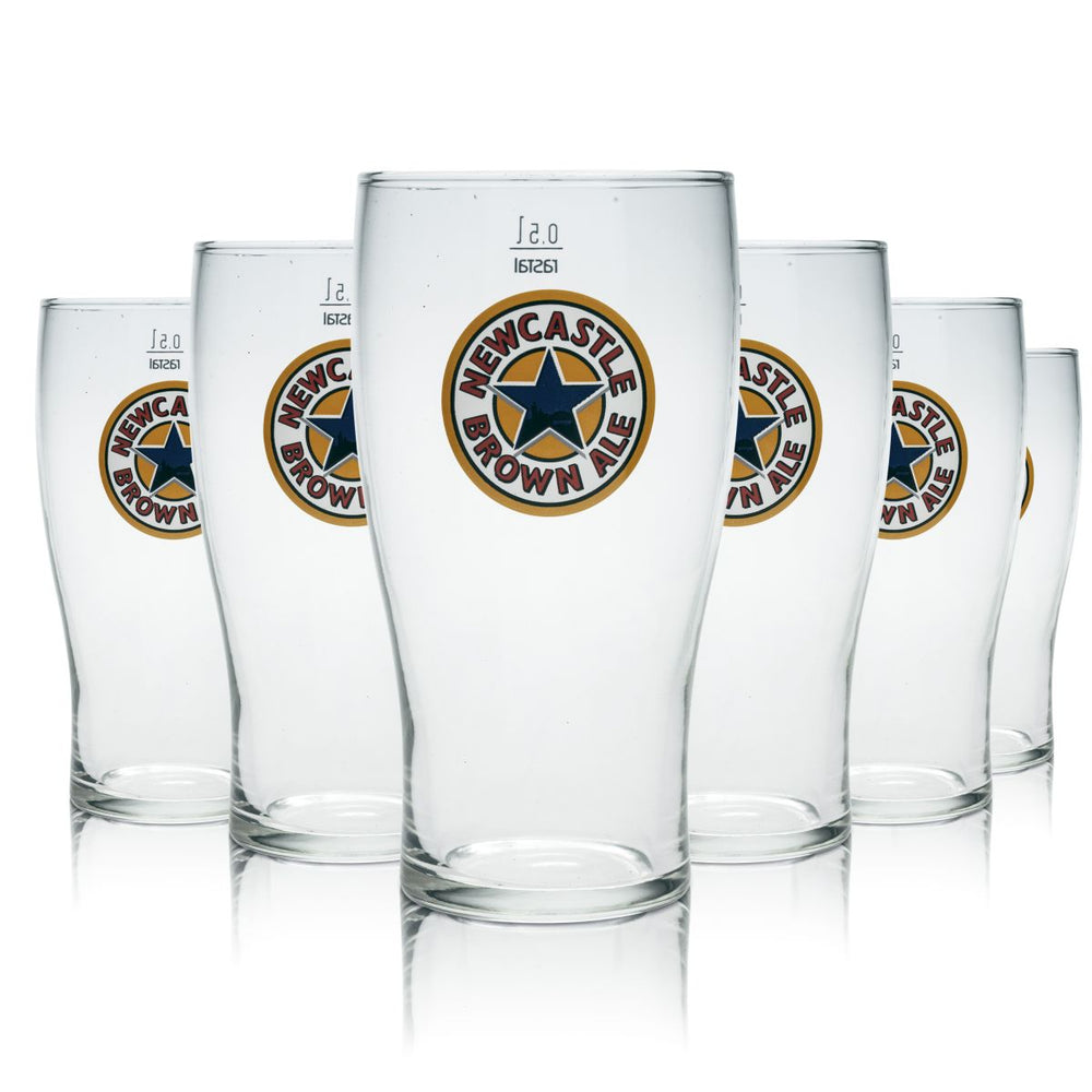 6 verres à bière Newcastle Brown Ale 0,5 l, verres à bière, verres à bière brasserie Gastro calibrés