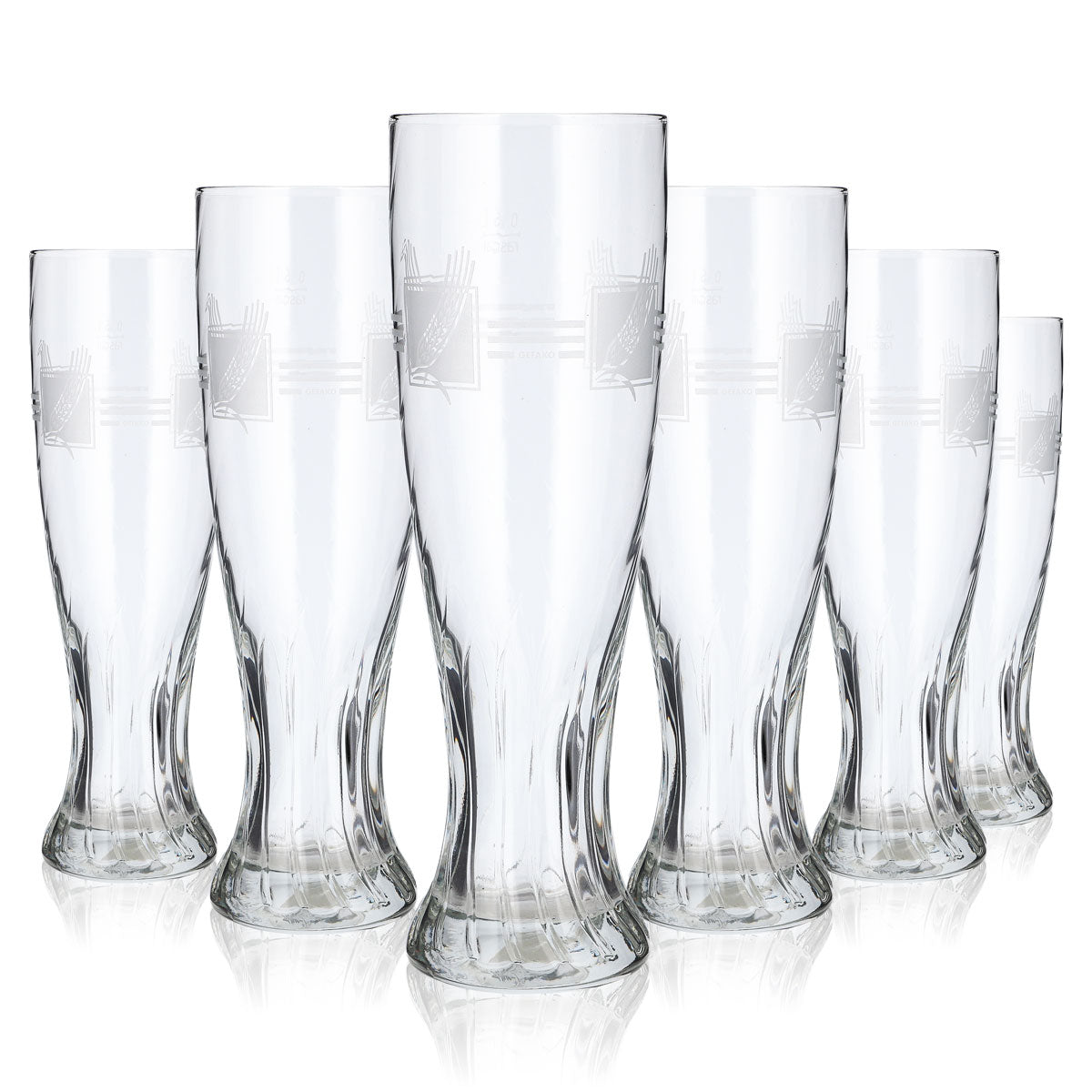 Lot de 6 verres à bière sans marque, 0,5 l, forme coupe, logo « Getreide », Rastal, Gefako