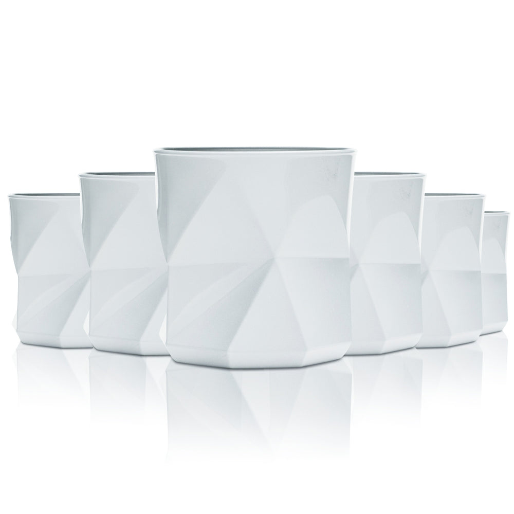 6 verres à gin Nordes 0,25 l, blancs, Atlantic, relief, design cube à cocktail