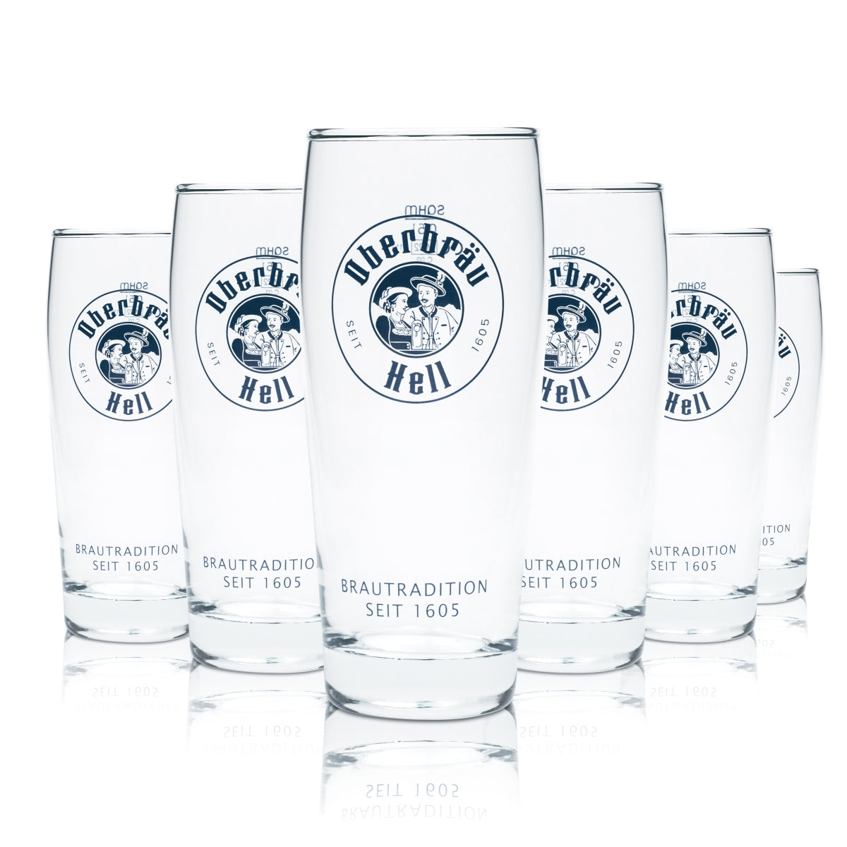 6 verres à bière Oberbräu Hell 0,5 l Willi Becher Tumbler Stange Gläser Brauerei Beer