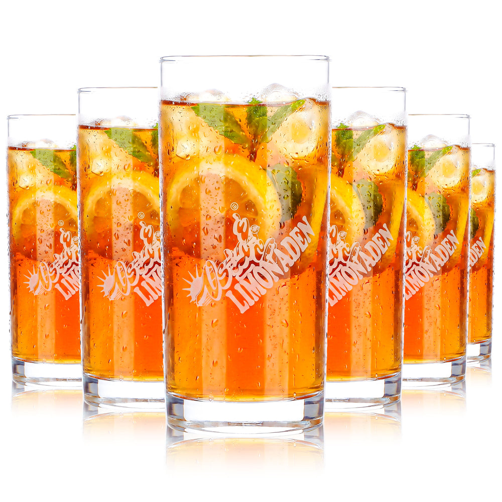 6 verres à jus Osta de 0,2 l, logo Osta blanc, limonades Osta