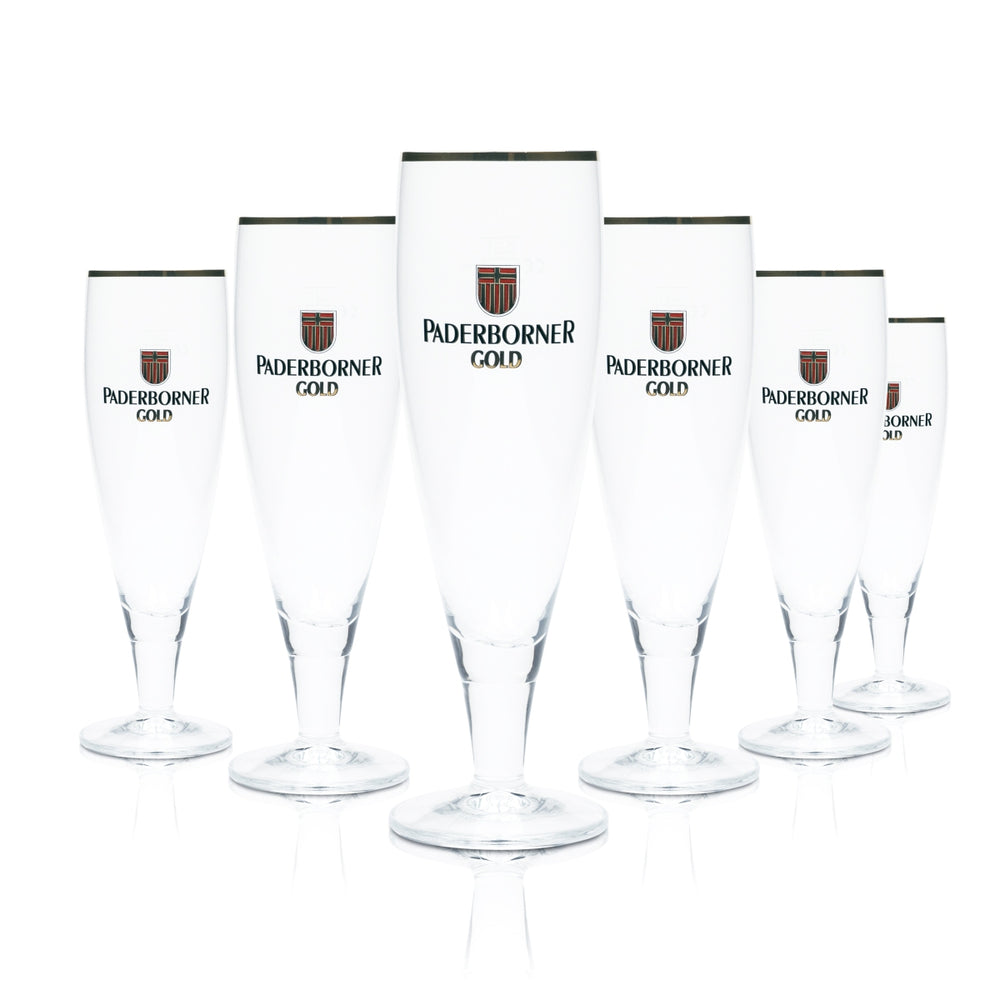 6 verres à bière Paderborner 0,3 l, bord doré, verres Ritzenhoff, verres tulipe à pied