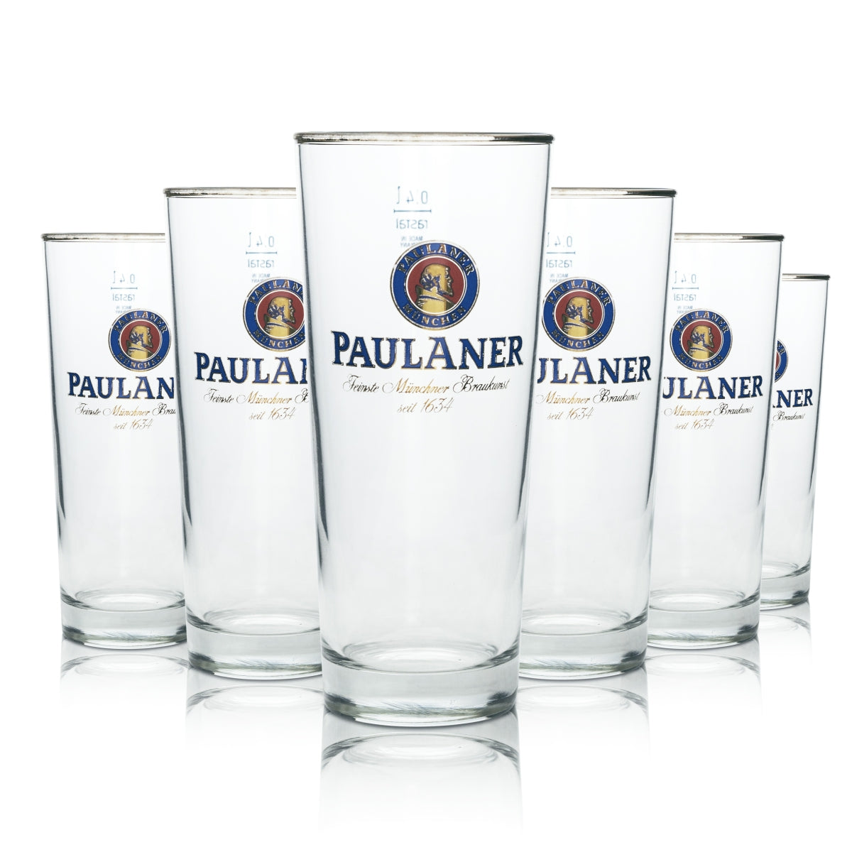 6 verres à bière Paulaner 0,4 l Willi Becher Rastal Pint Gläser Helles Brauerei Beer München