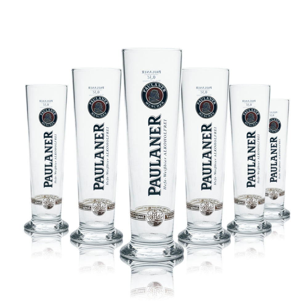 6 verres Paulaner 0,3 l, forme gobelet, sans alcool, verres à bière, brasserie, levure, blé