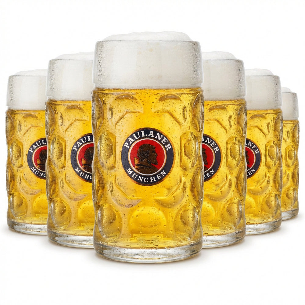 6 chopes à bière Paulaner - 1,0 l Punktseidel Humpen Set de verres avec graduation pour la restauration