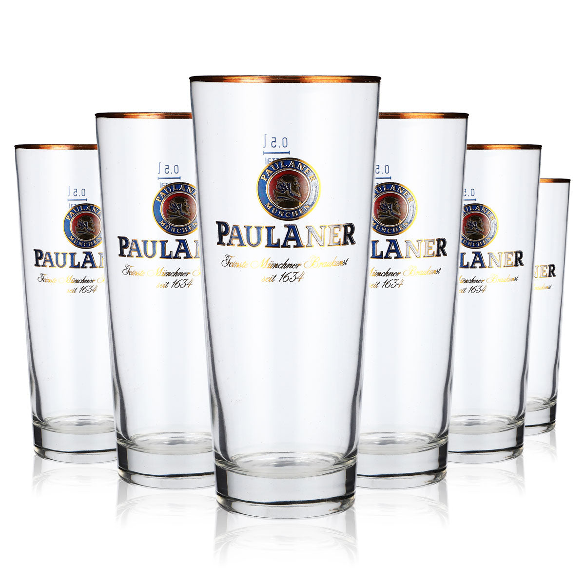 6 verres à bière Paulaner Weissbier Frankonia 0,5 l avec bord doré
