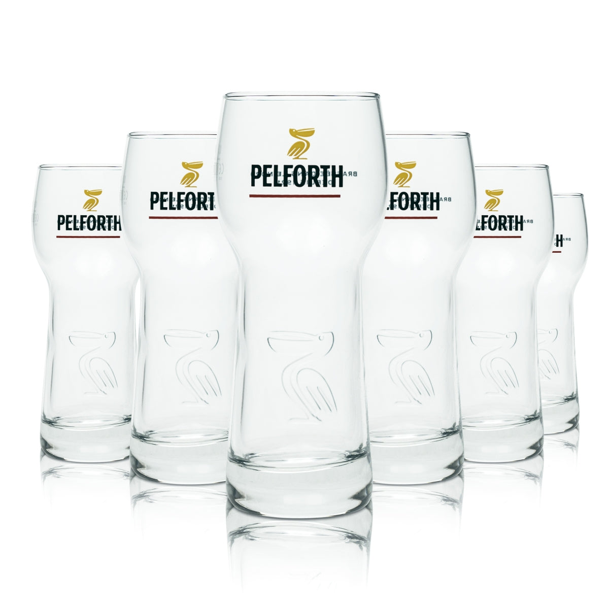 6 verres à bière Pelforth 0,33 l avec relief Pélican Brasserie France Beer Verre