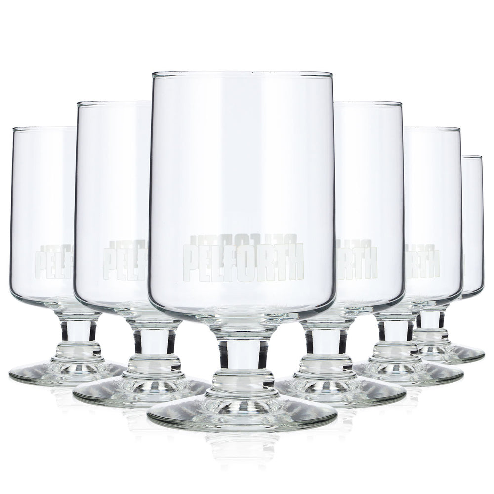 Lot de 6 verres à bière Pelforth de 0,34 l, forme coupe, avec logo blanc