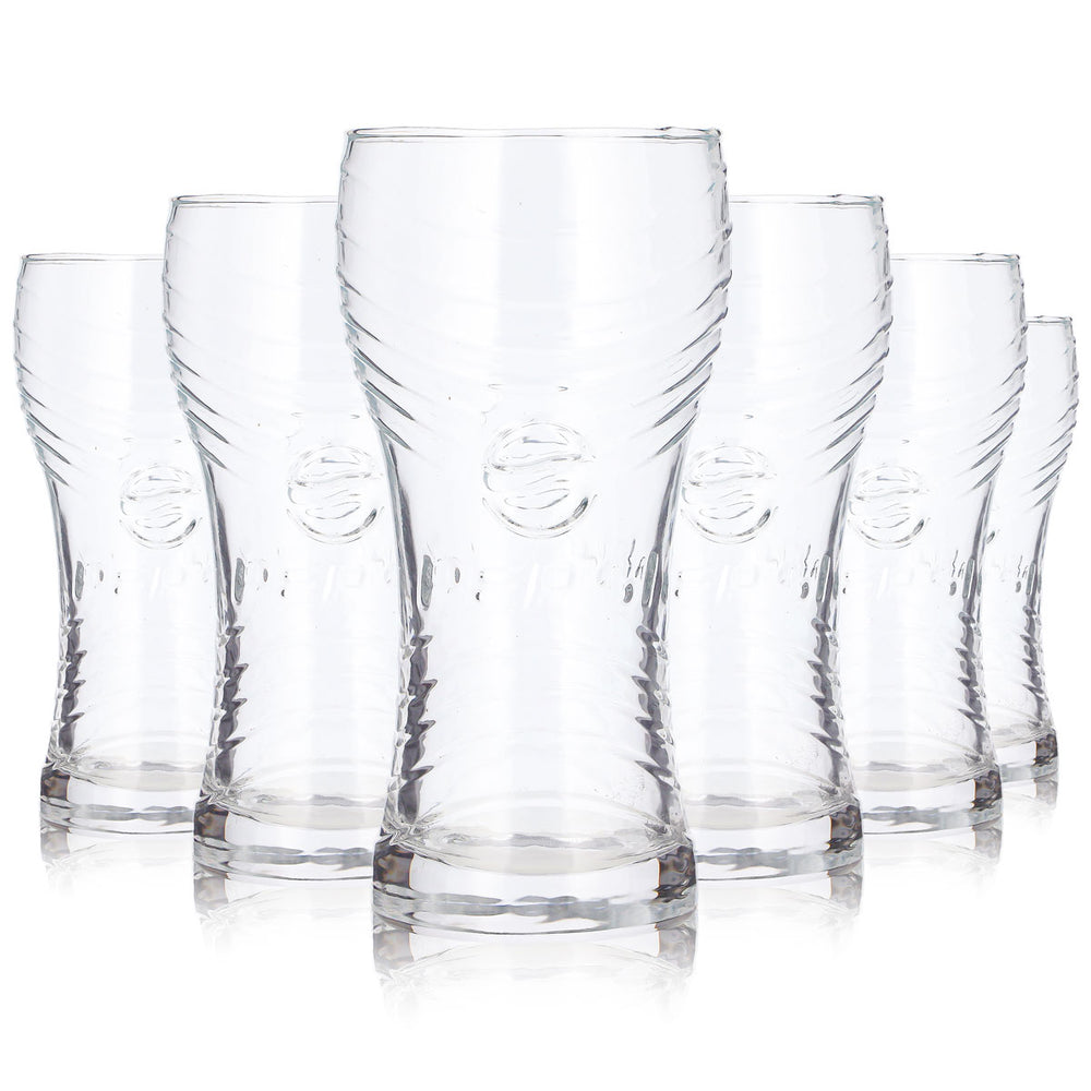 Lot de 6 verres à soda Pepsi de 0,33 l, en verre, rainurés, de forme incurvée (lot de 6)