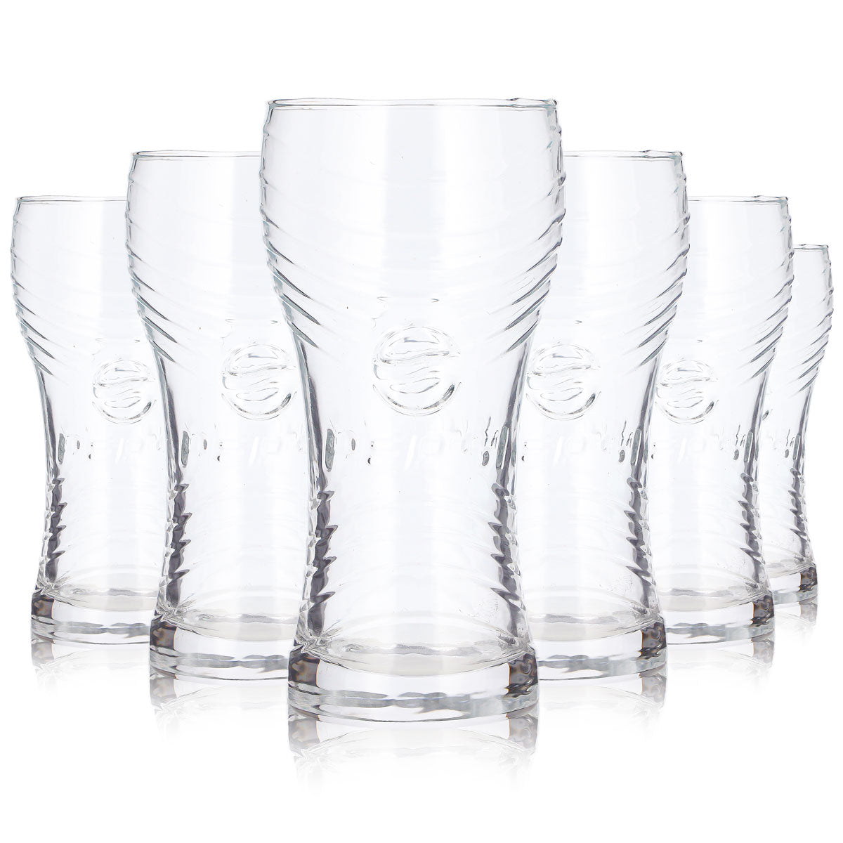 Lot de 6 verres à soda Pepsi de 0,33 l, en verre, rainurés, de forme incurvée (lot de 6)