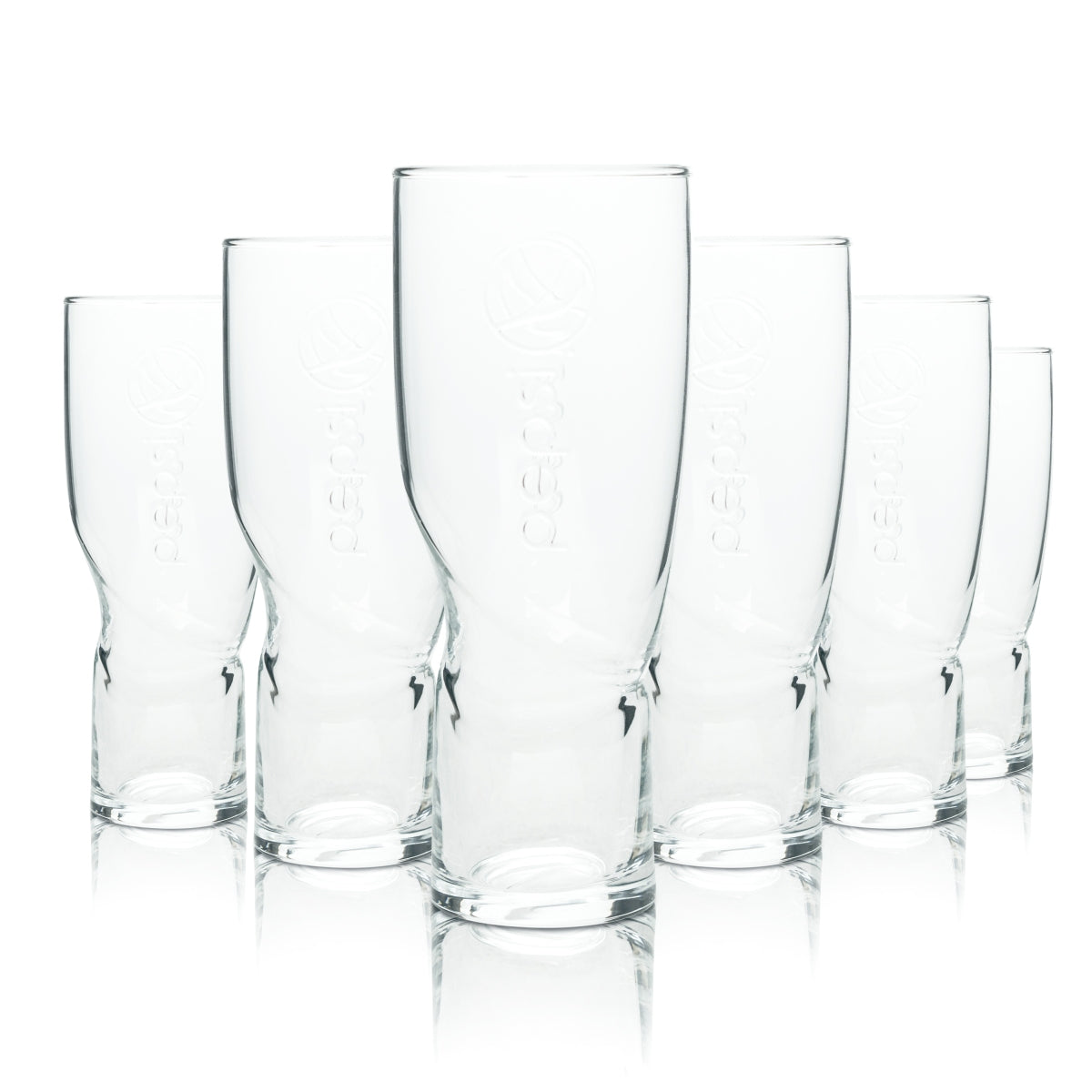 6 verres à soda Pepsi 0,4 l, forme ARC, poignée encastrée, relief, verres Gastro