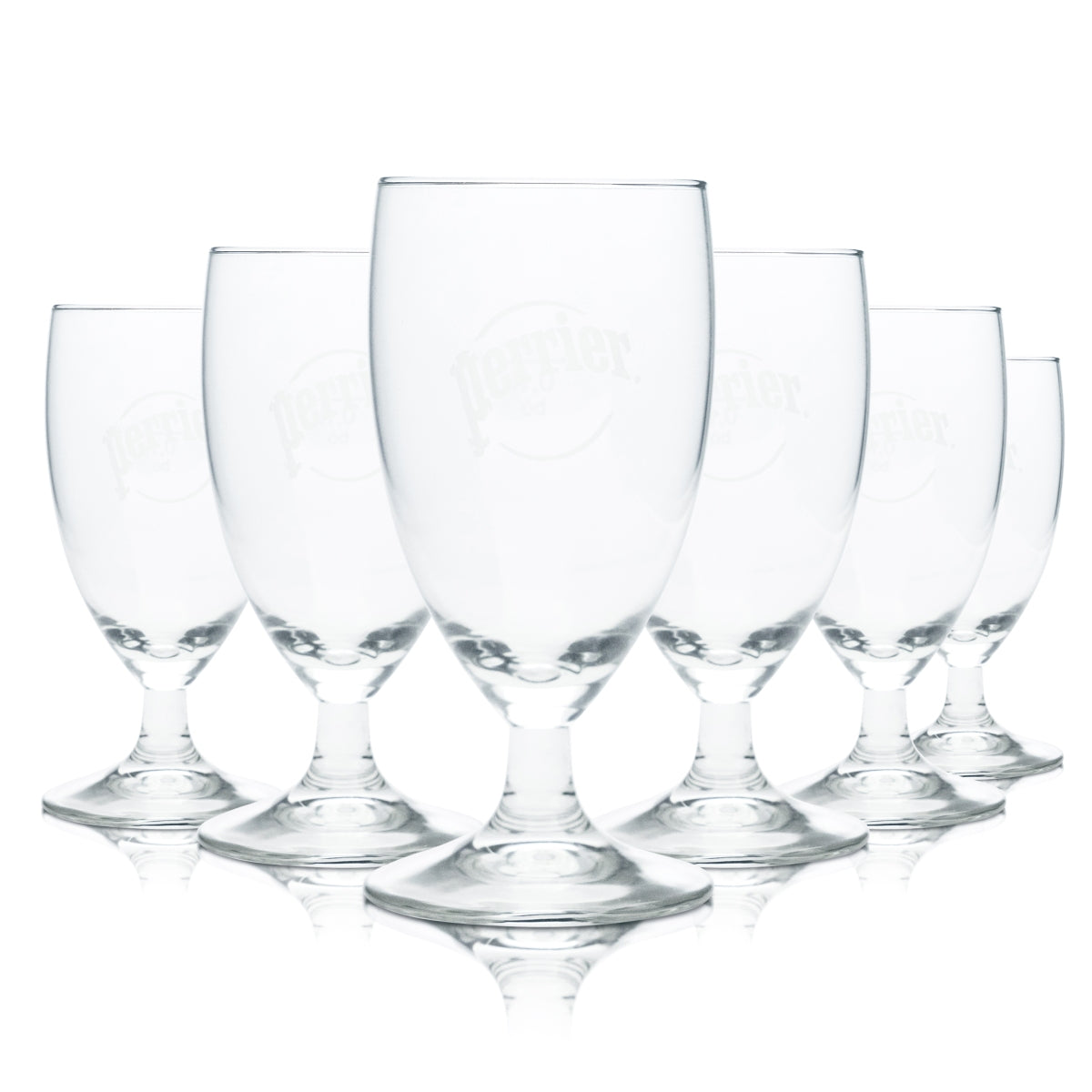 6 verres à eau Perrier 0,1 l, verres à pied, verres à pied, source minérale, bar gastronomique