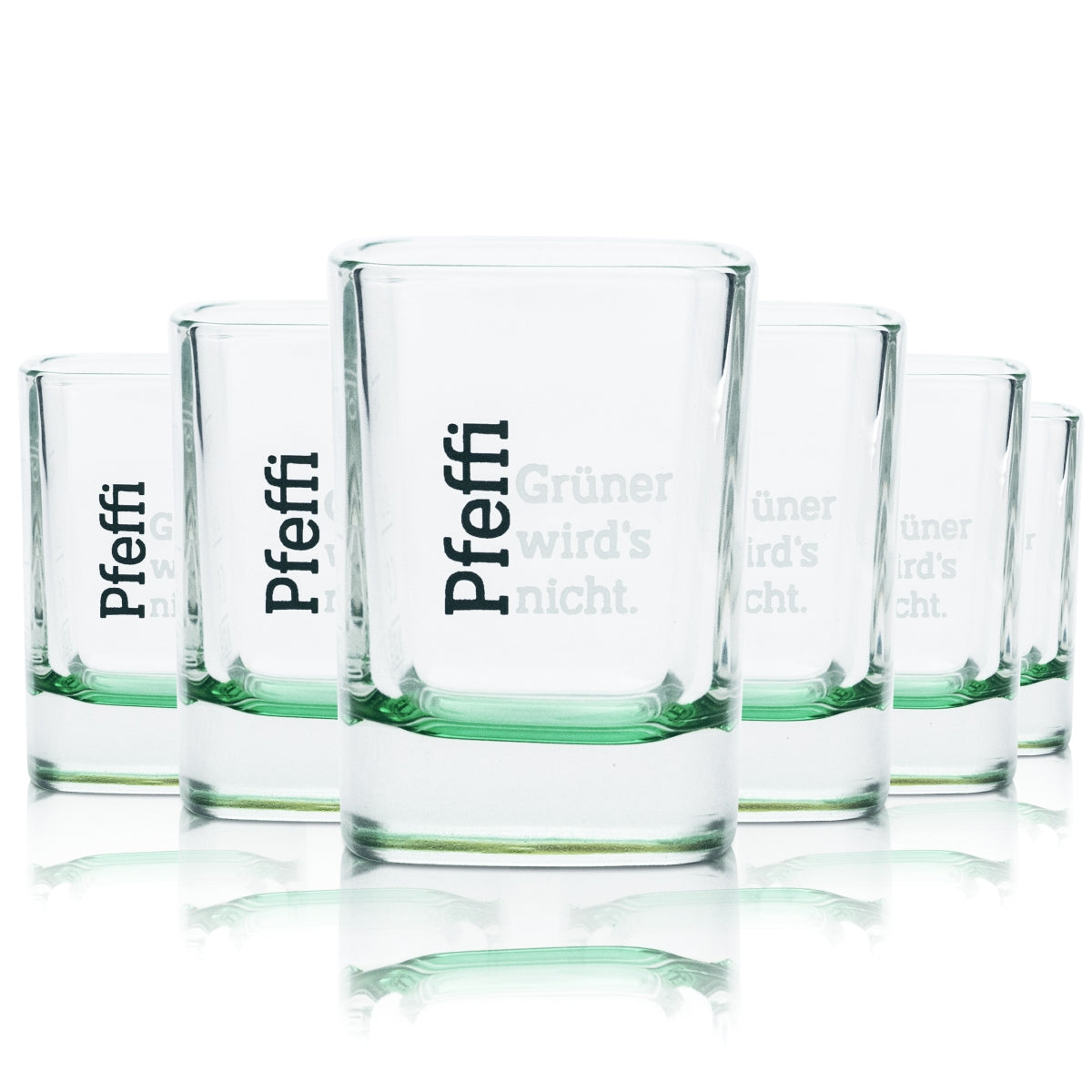 6 verres Pfeffi 4 cl Verres à shot Kurze Stamper Verres à schnaps Nordbrand Vert Menthe Bar