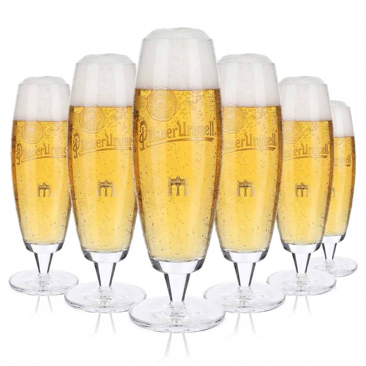 6 verres à bière Pilsner Urquell 0,5 l Verres à bière Verres en forme de coupe Relief dans le pied