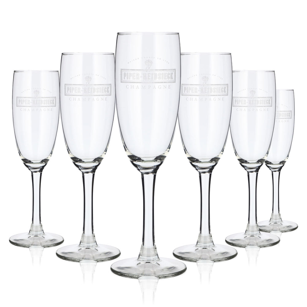 Lot de 6 verres à champagne Piper-Heidsieck de 0,1 l avec logo blanc (lot de 6)