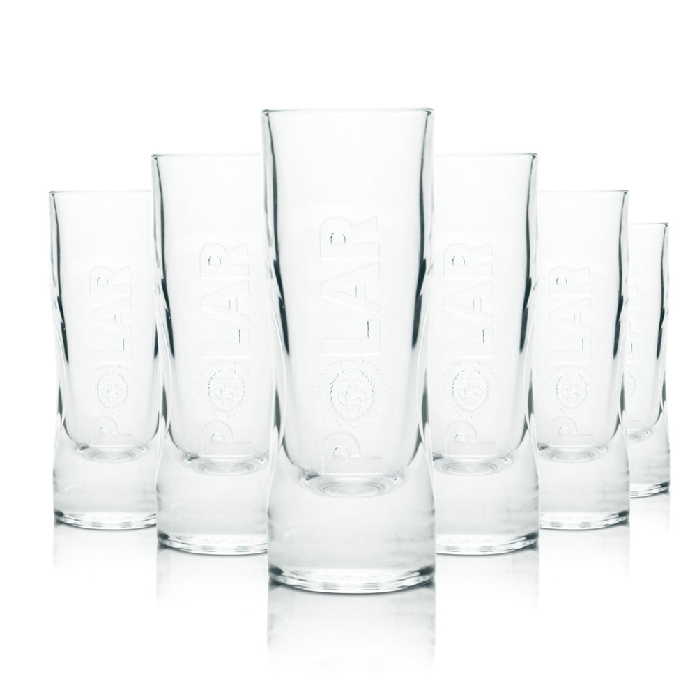 6 verres à shot Polar Glass 4 cl, forme courte, contour fraise-fruit de la passion-citron vert