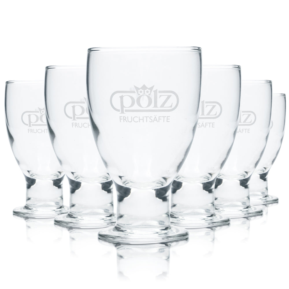 6x verres à pied Pölz 0,1 l, forme flûte, calibrés, gastronomie bavaroise, pomme, poire, bar