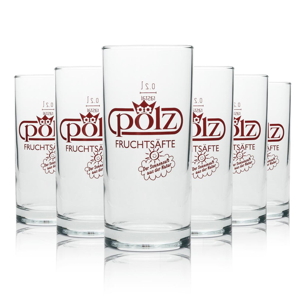6 verres à jus Pölz 0,2 l, inscription rouge