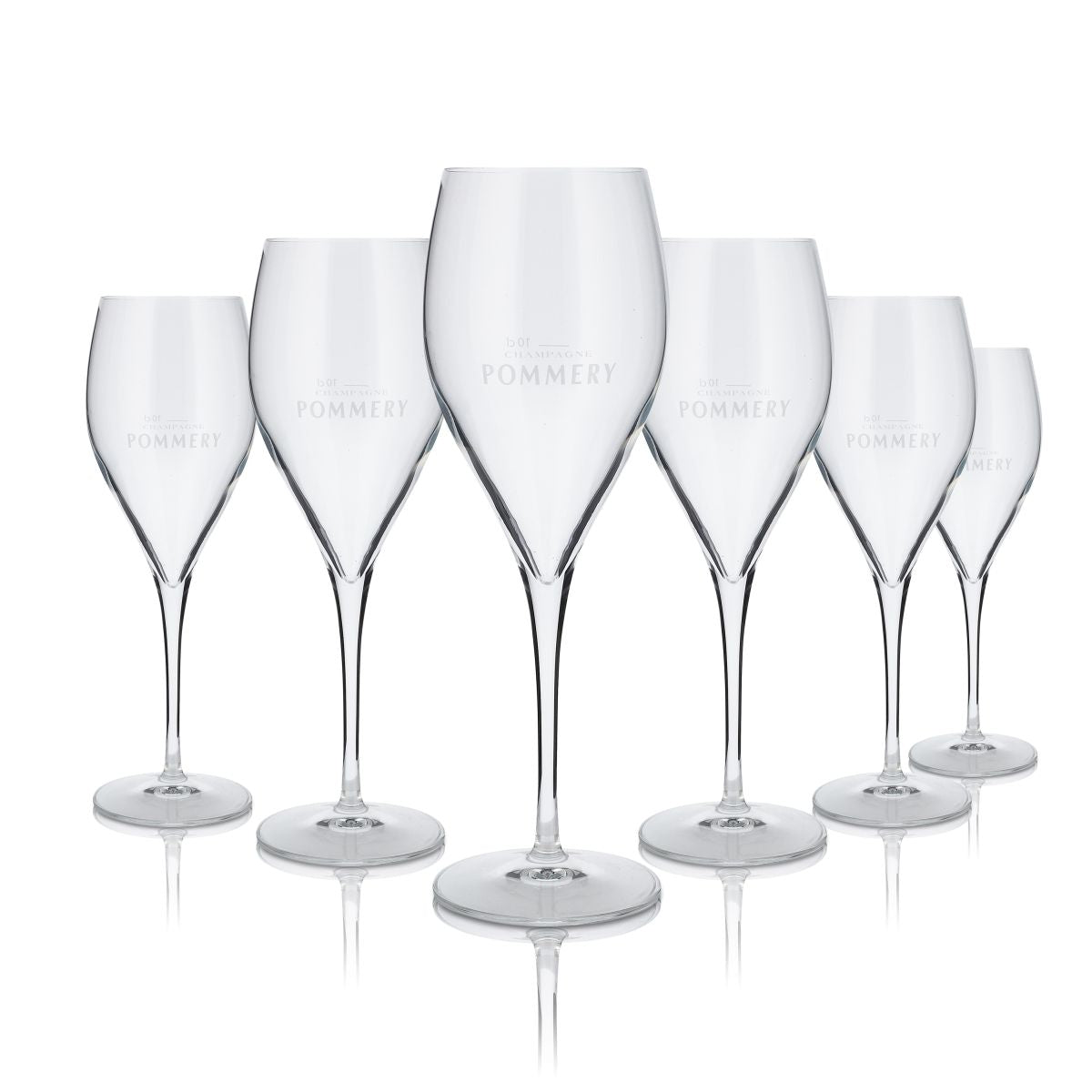6x Pommery Verre 0,3l Champagne Secco Flûte Coupe Set Verres Gastro