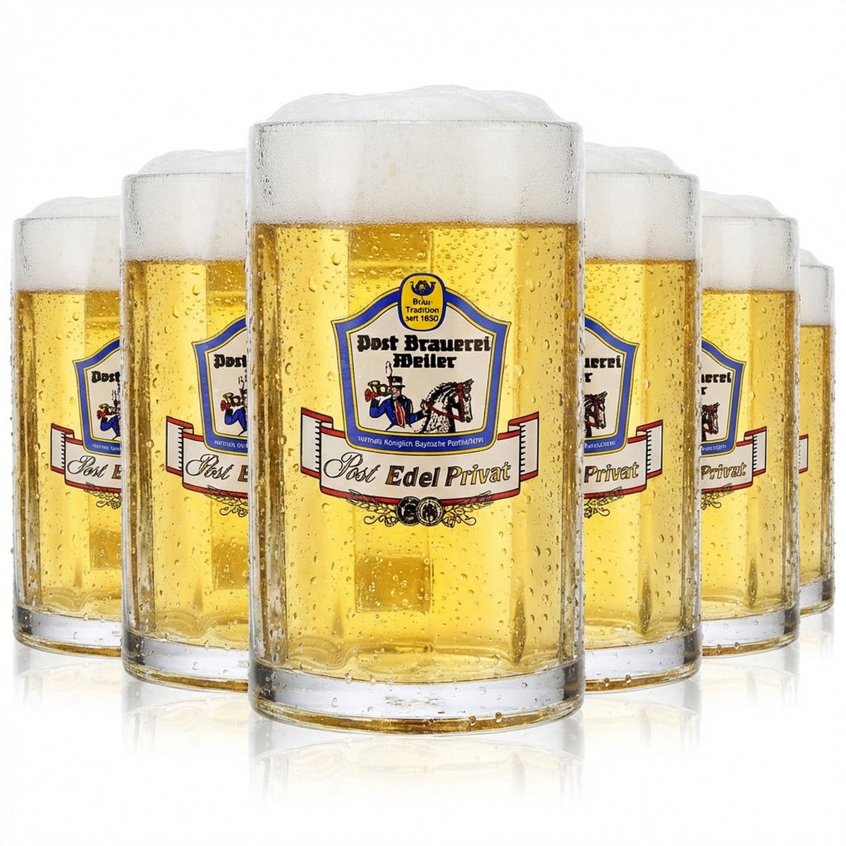 6 verres à bière Post Brauerei Weiler 0,25 l Krug Seidel Rastal Glückauf