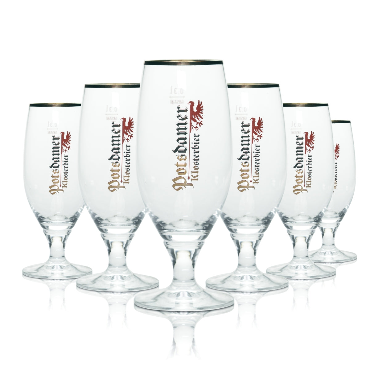 6 verres à bière Potsdamer Klosterbier 0,3 l, forme tulipe, bord doré, pour la restauration