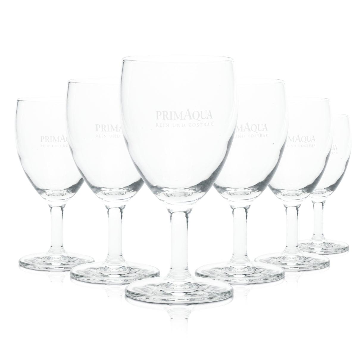 6 verres à pied Prima Aqua 0,1 l, forme tulipe, flûte, pour eau minérale, soda ou jus