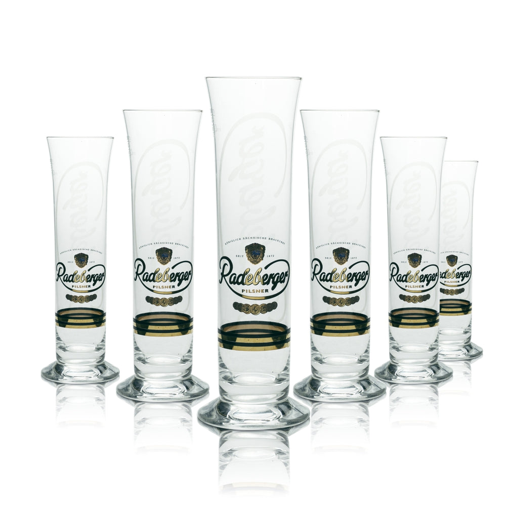 6 verres à bière Radeberger 0,25 l, forme tulipe, avec logo et scène, pour bars et restaurants