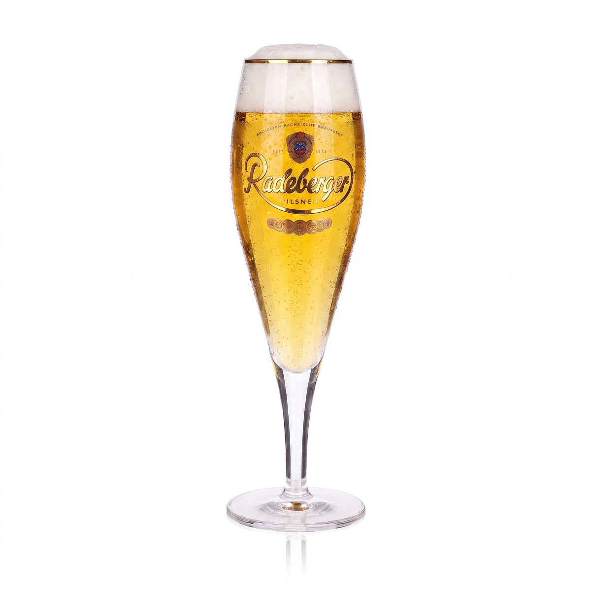 Lot de 6 verres à bière Radeberger de 0,4 l, forme coupe, Pilsner, bord doré, Sahm – Vue 2