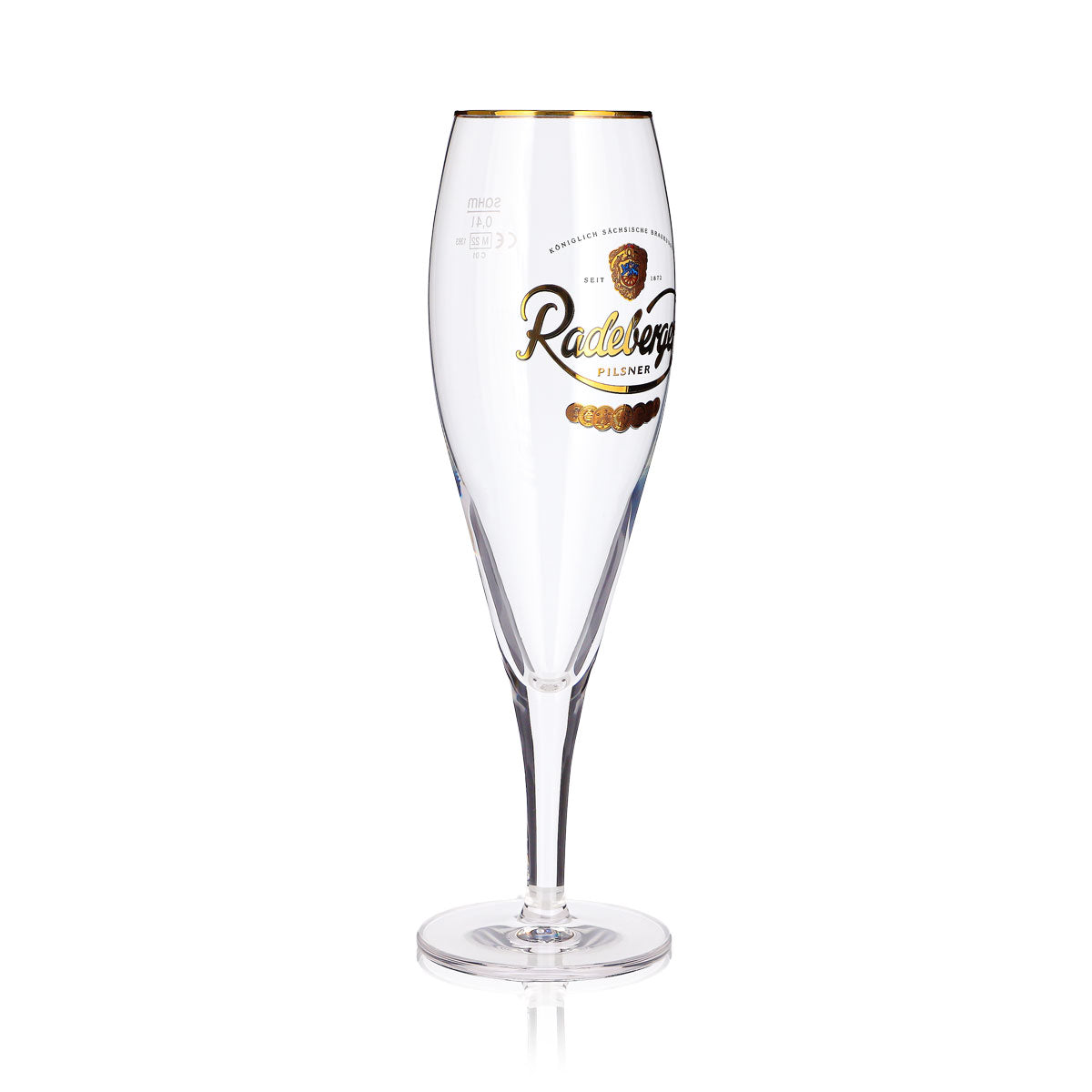 Lot de 6 verres à bière Radeberger de 0,4 l, forme coupe, Pilsner, bord doré, Sahm – Vue 4