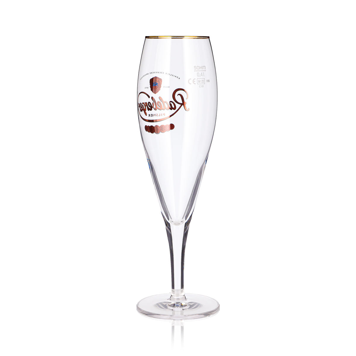 Lot de 6 verres à bière Radeberger de 0,4 l, forme coupe, Pilsner, bord doré, Sahm – Vue 5